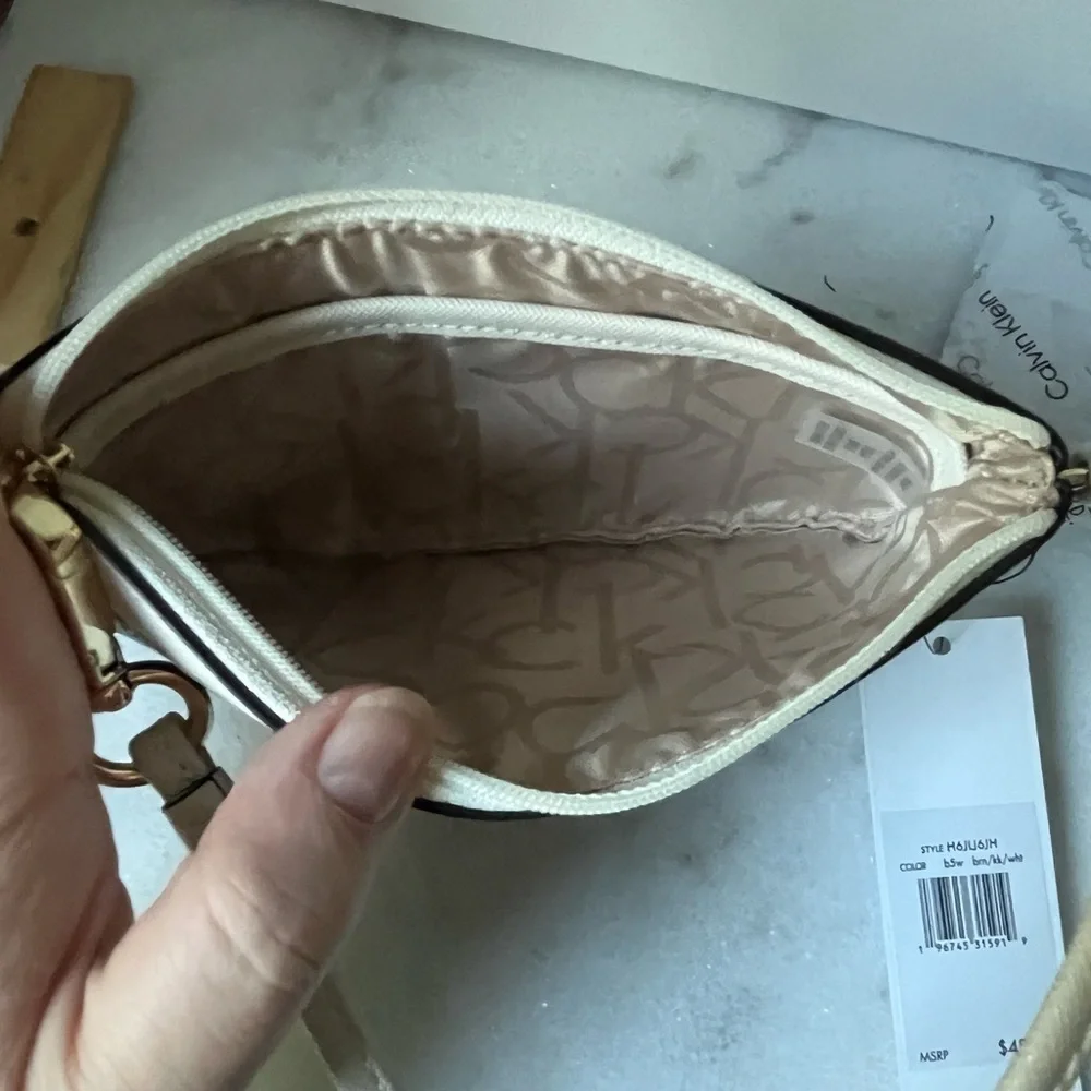 Calvin Klein wristlet wallet brown logo